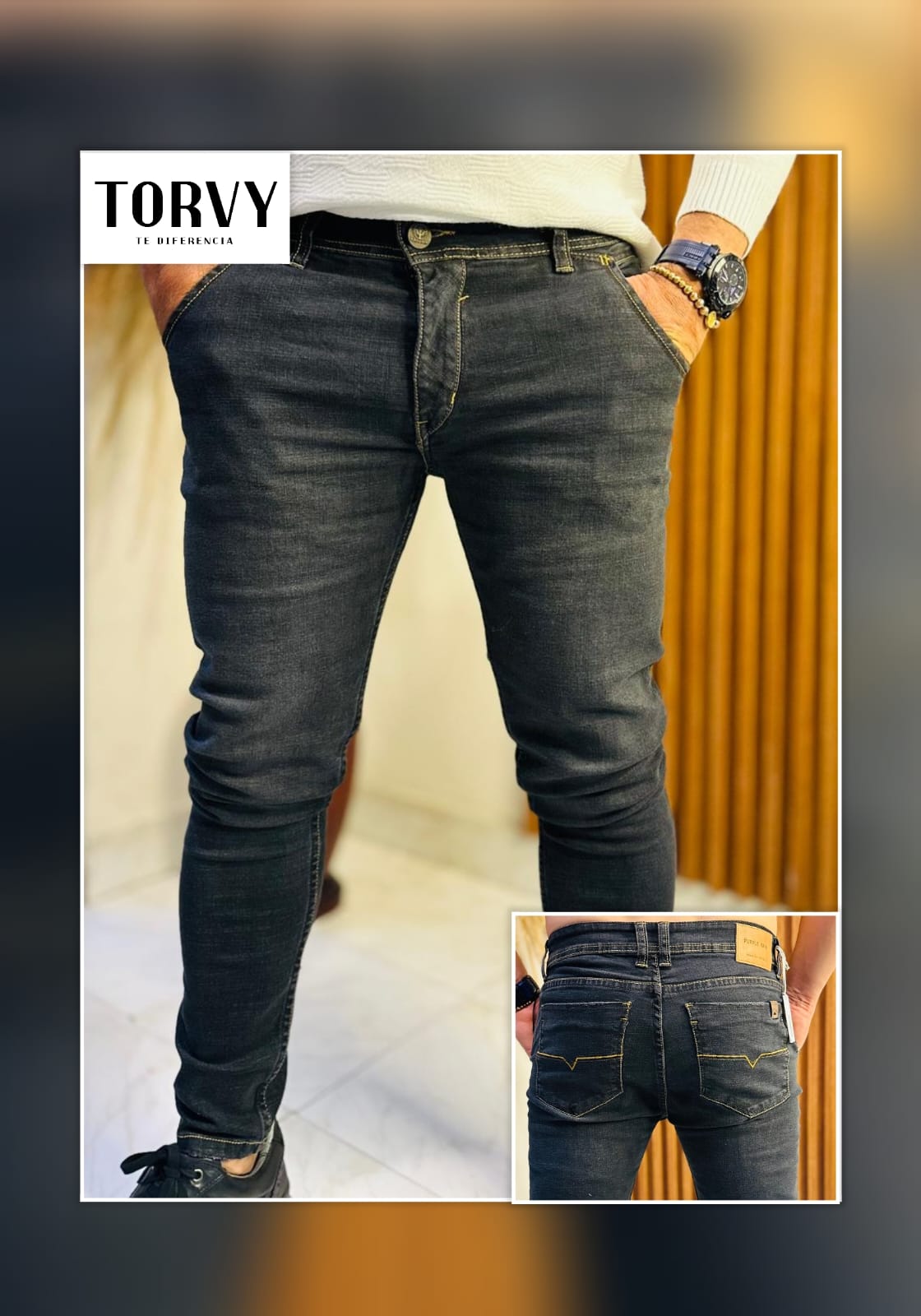 COMBO DE 3 PIEZAS JEANS TIPO AMERICANO+CAMIBUSO CUELLO TORTUGA+ CORREA CUERO