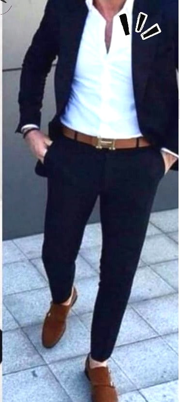 COMBO DE 4 PRENDAS CAMISA+PANTALON+BLEIZER+CORREA CUERO