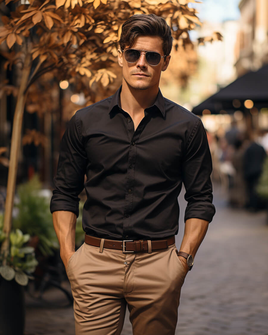 COMBO DE 3 PIEZAS CAMISA, PANTALON Y CORREA EN CUERO
