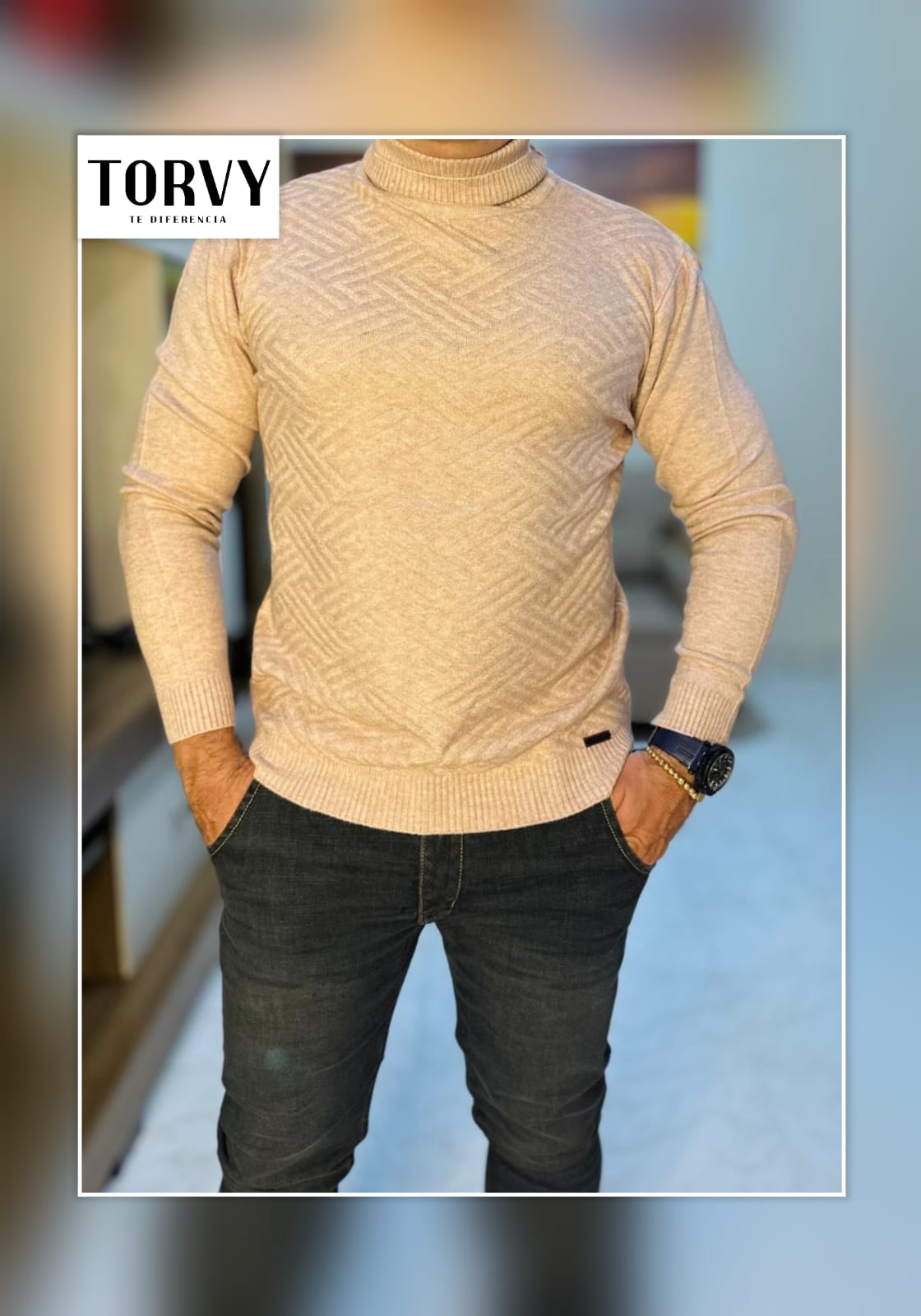 COMBO DE 3 PIEZAS JEANS TIPO AMERICANO+CAMIBUSO CUELLO TORTUGA+ CORREA CUERO