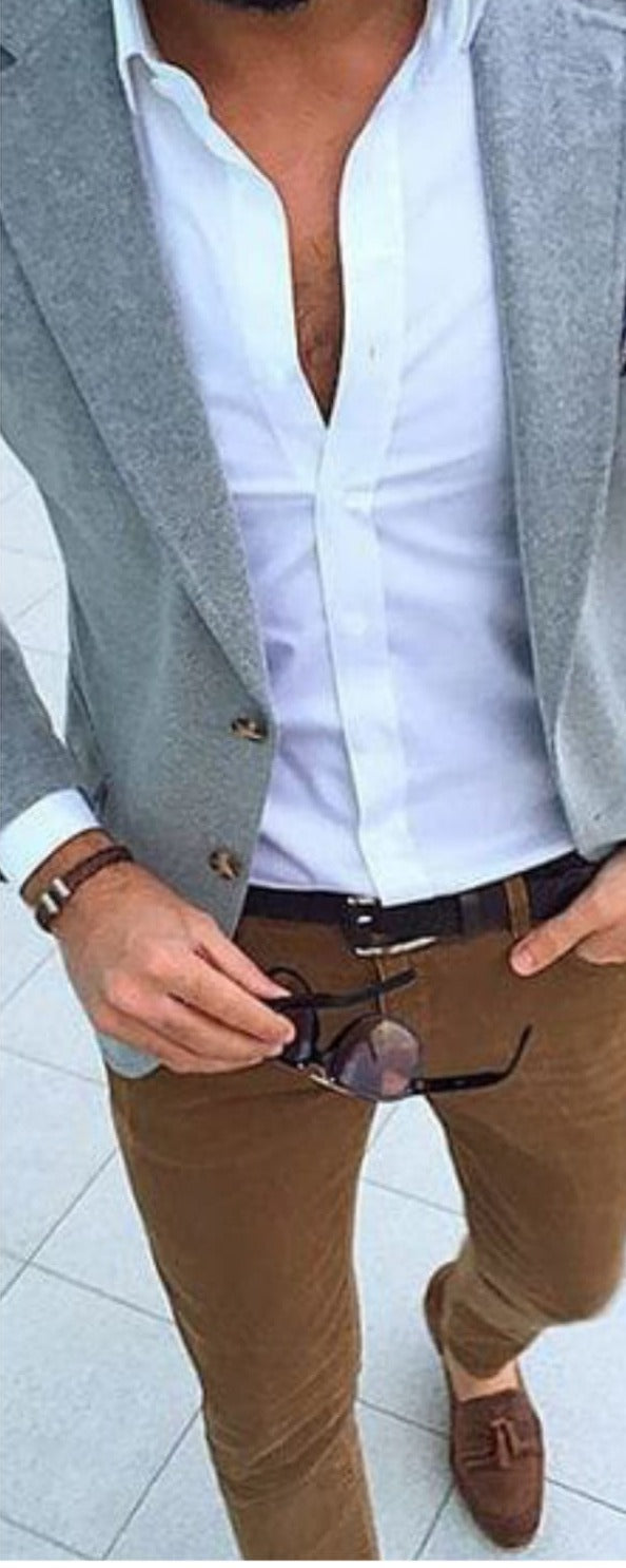 COMBO DE 4 PRENDAS CAMISA+PANTALON+BLEIZER+CORREA CUERO